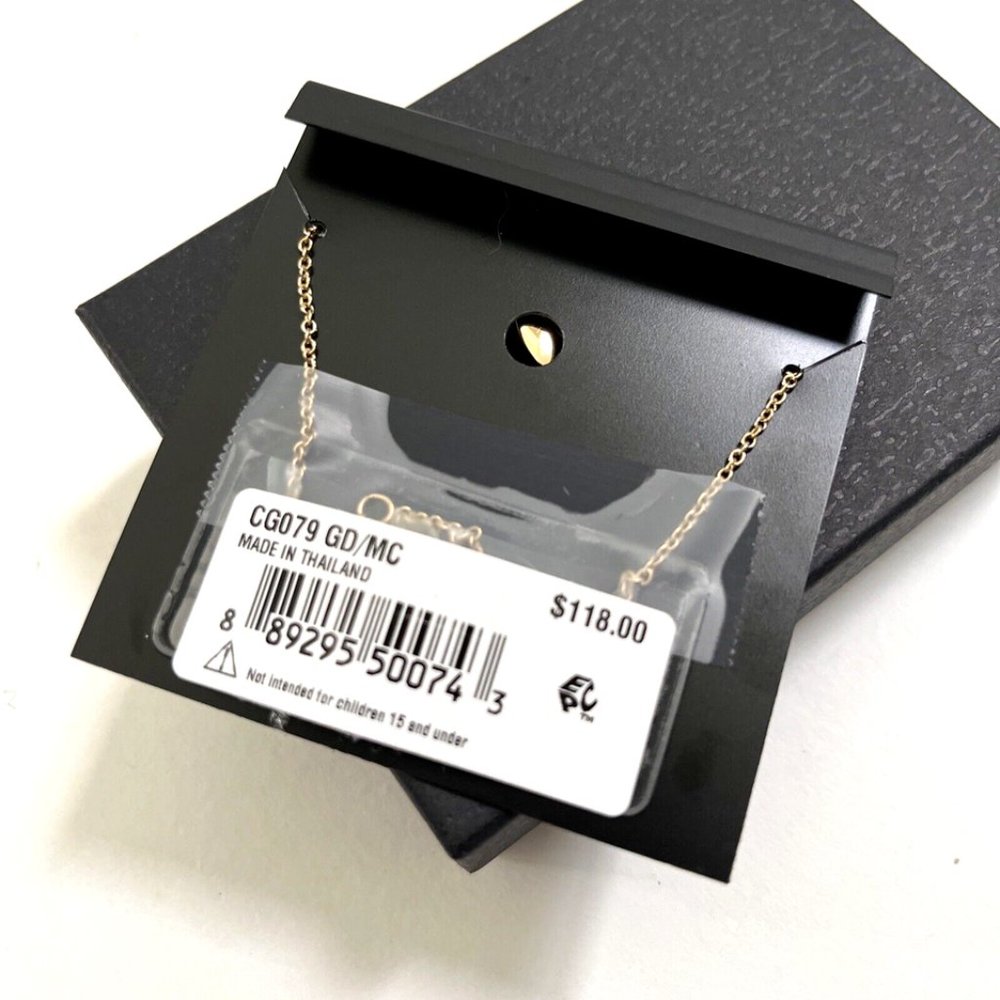 New & Original $118 COACH Pavé Bow Pendant Necklace Rhinestone 16" + 2" Length - Picture 5 of 8